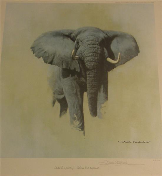 Appraisal: David Shepherd print African Bull Elephant signed in pencil limited