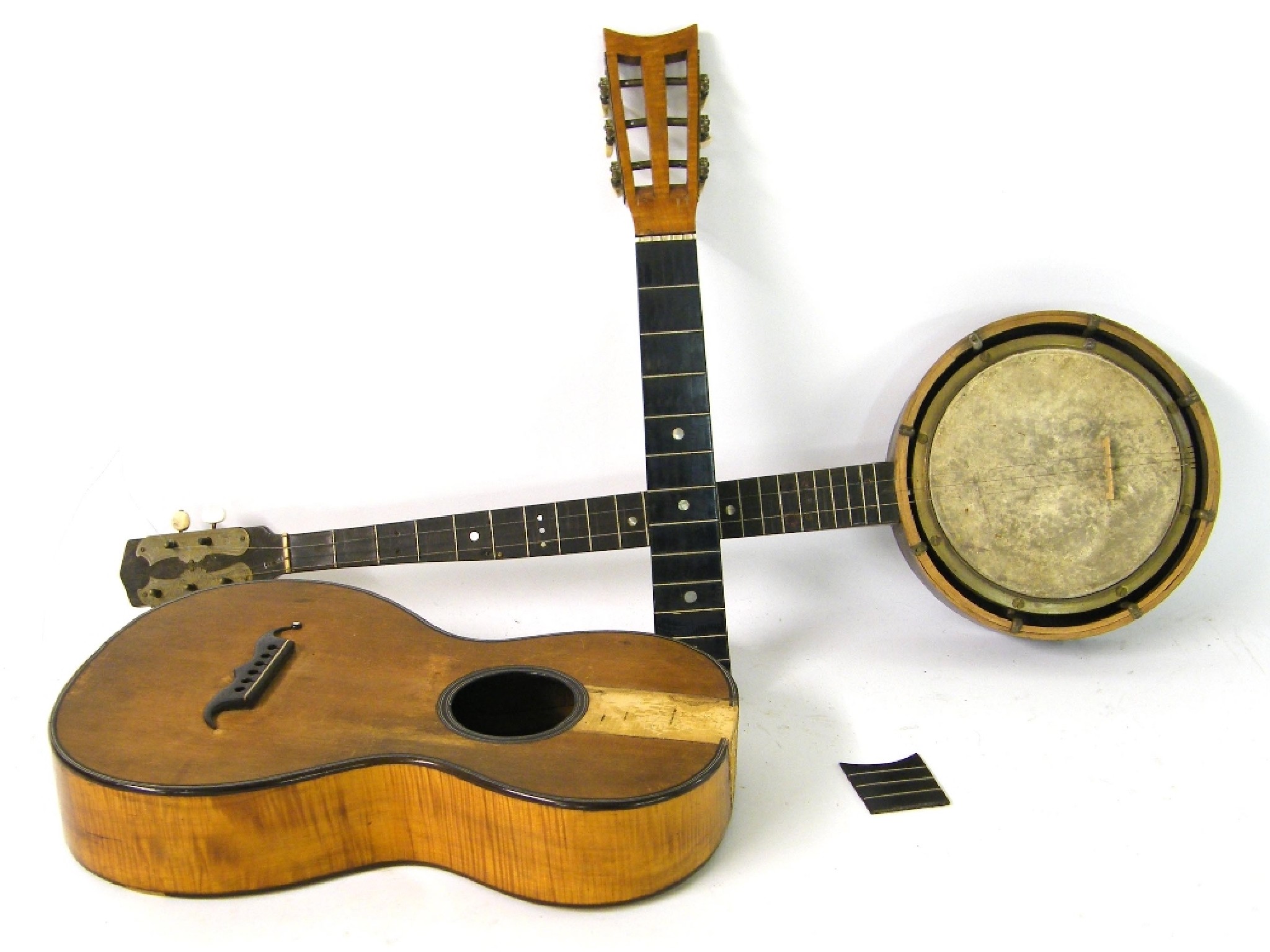 Appraisal: Good th century small bodied guitar in need of restoration