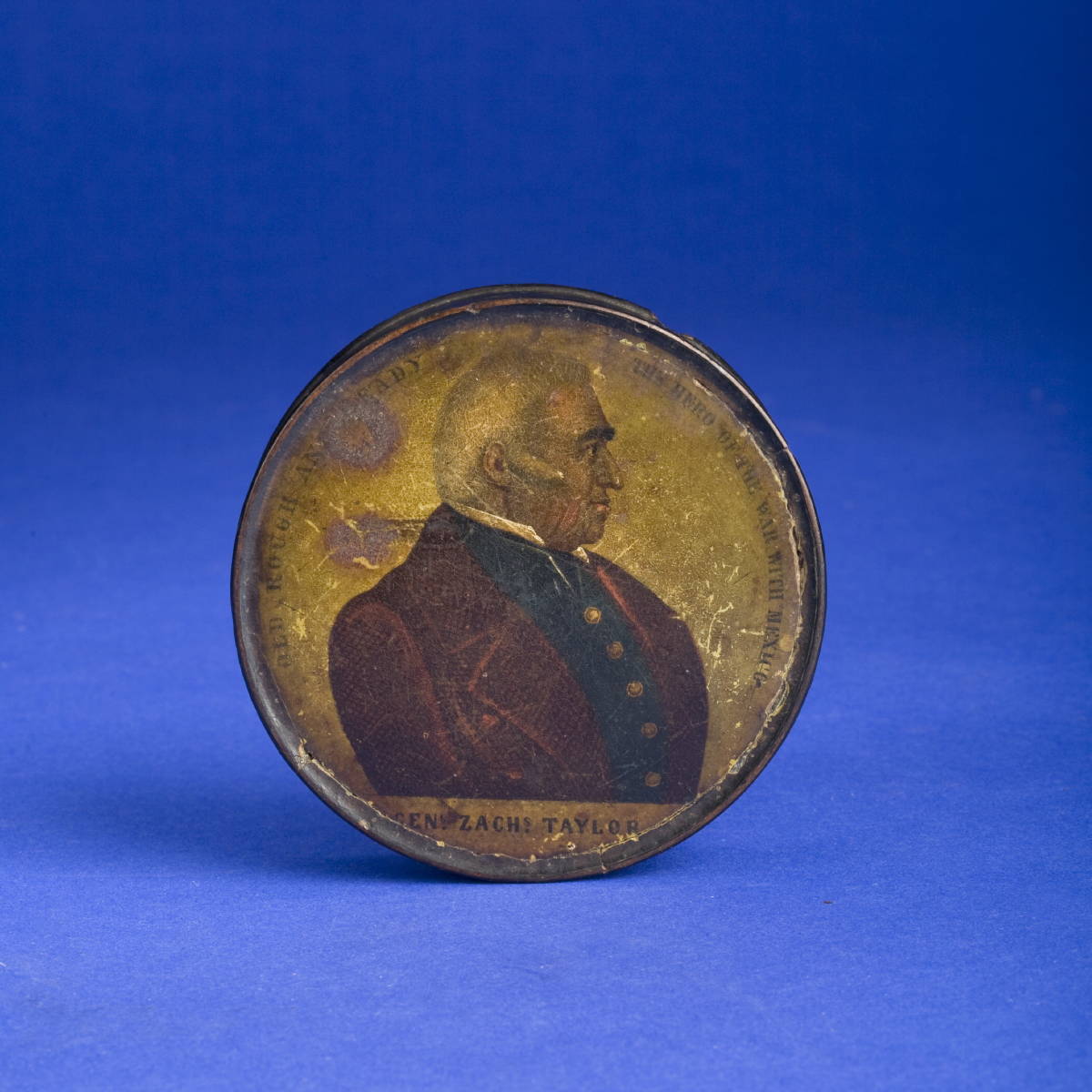 Appraisal: GENERAL ZACHARY TAYLOR ENGLISH PAPIER MACHE SNUFF BOX FOR THE