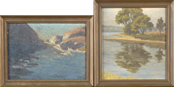 Appraisal: ARTHUR BAGGS Two oil on board paintings one depicting trees