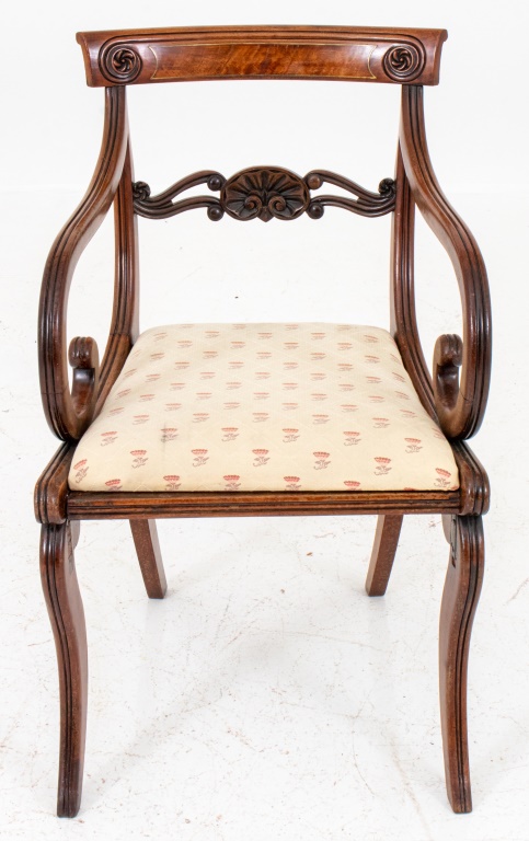 Appraisal: ENGLISH REGENCY MAHOGANY SIDE CHAIR C English Regency mahogany side