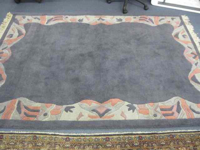 Appraisal: Chinese Handmade Sculptured Wool Rug deco style blue - grey