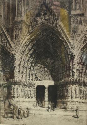 Appraisal: Henry Brewer Reims Cathedral etching cm x cm and five