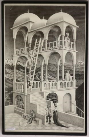 Appraisal: MAURITIS CORNELIS ESCHER - FRAMEDLITHOGRAPH ON PAPER TITLED BELVEDERE SCENE