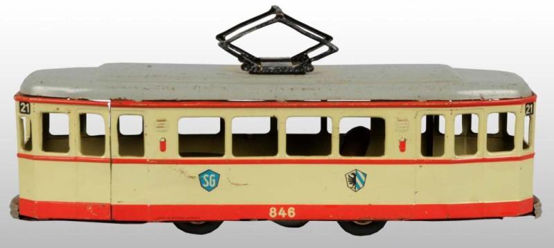 Appraisal: Tin Litho Trolley Car Friction Toy Description German Circa s