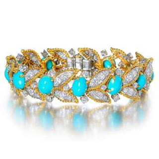 Appraisal: Van Cleef Arpels Turquoise Diamond Bracelet Van Cleef Arpels platinum