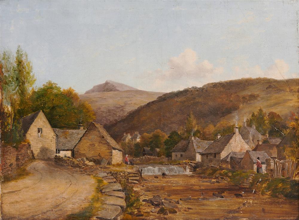 Appraisal: SCOTTISH SCHOOL th century Village Scene oil on canvas x