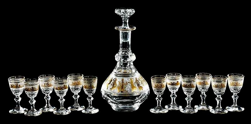 Appraisal: Val St Lambert Danse de Flore Cordial Set hand blown