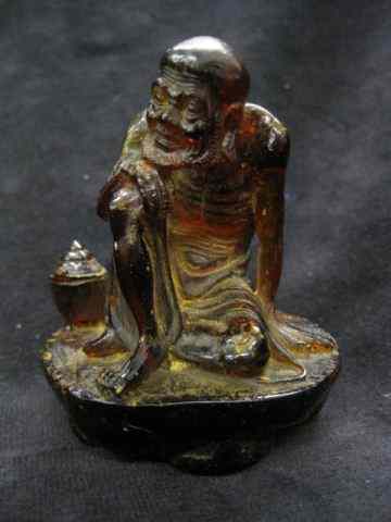 Appraisal: Carved Amber Figure of an Oni '' excellent