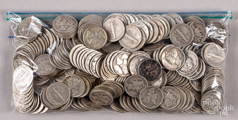 Appraisal: Mercury silver dimes Mercury silver dimes ozt Competitive In-House shipping