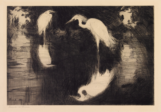 Appraisal: FRANK W BENSON Two prints Dark Pool drypoint on Japan