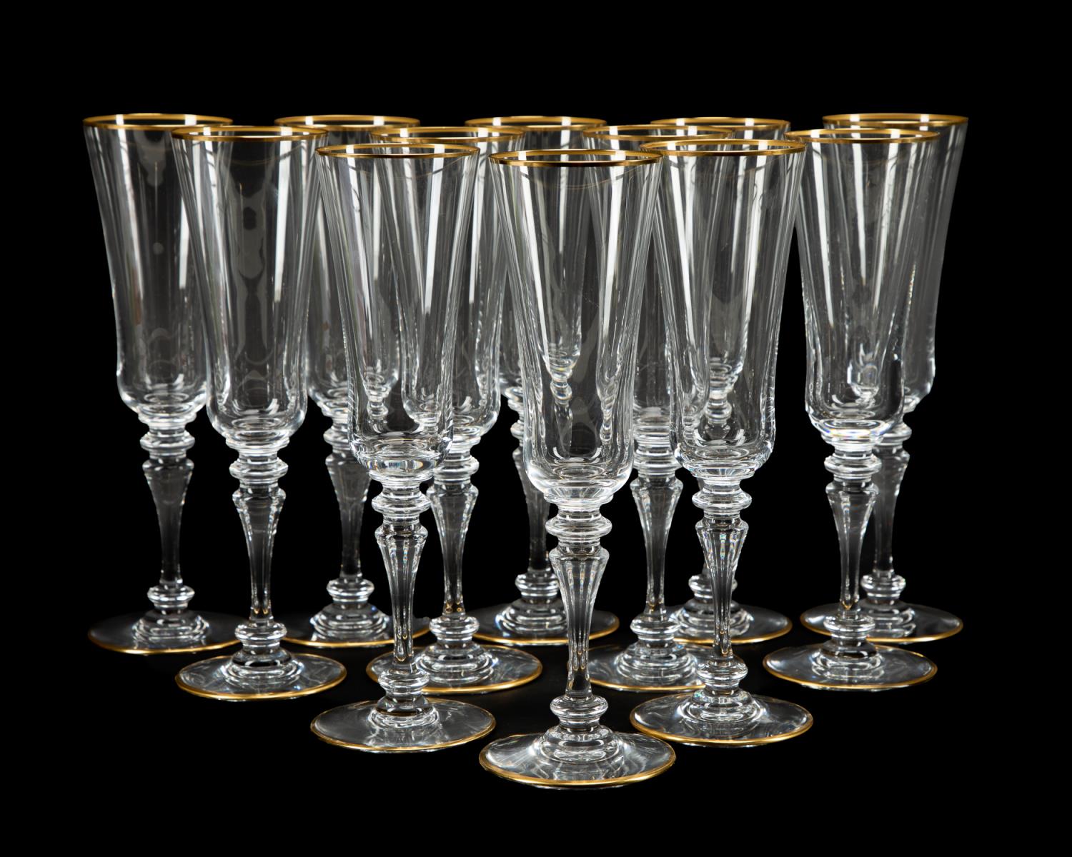 Appraisal: BACCARAT VIENNE GILT CHAMPAGNE FLUTES Set of Baccarat French Vienne