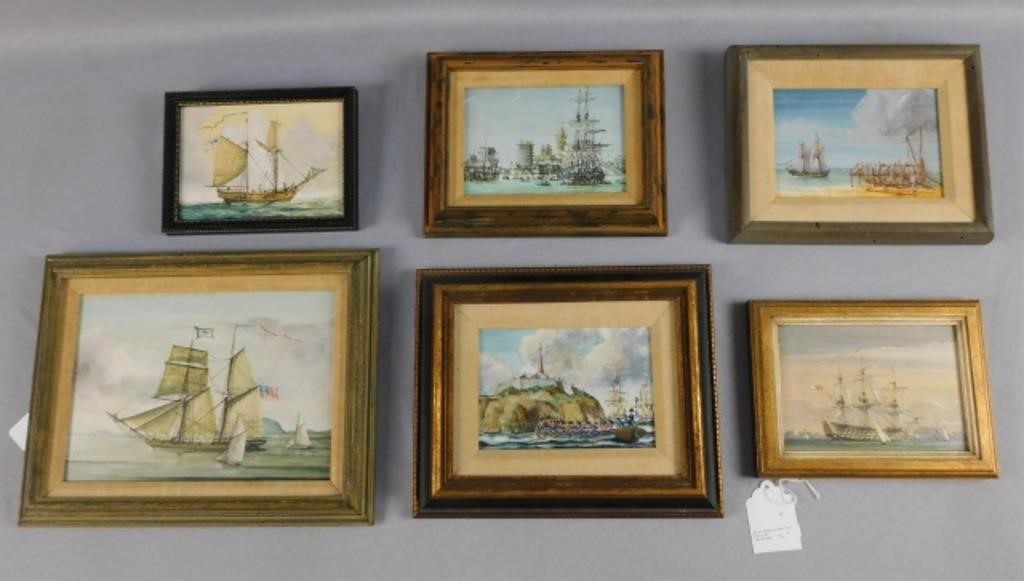 Appraisal: JOE HUNT TH CENTURY AMERICAN NAUTICAL OILpaintings on board from