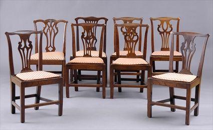 Appraisal: ASSEMBLED GROUP OF EIGHT GEORGE III MAHOGANY OR ELM SIDE