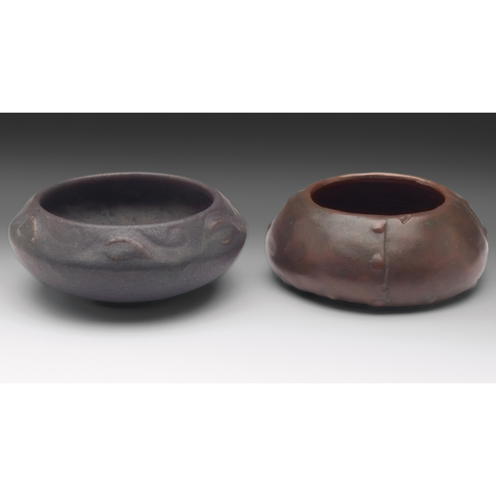 Appraisal: Van Briggle bowl c - raised leafdesigns covered in a