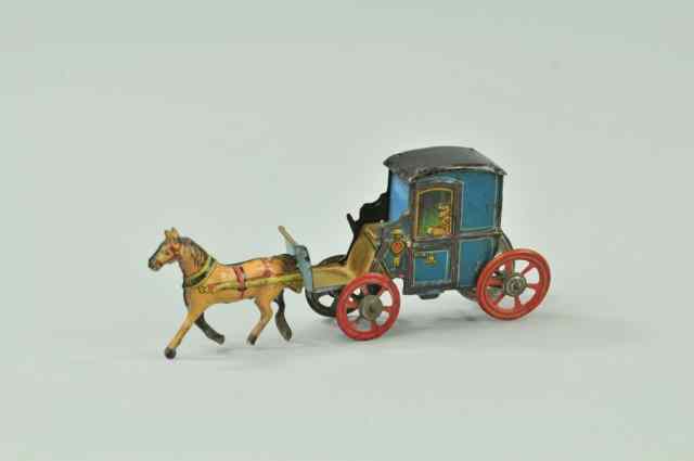 Appraisal: CARRIAGE PENNY TOY Meier elaborate carriage with passengers peering from