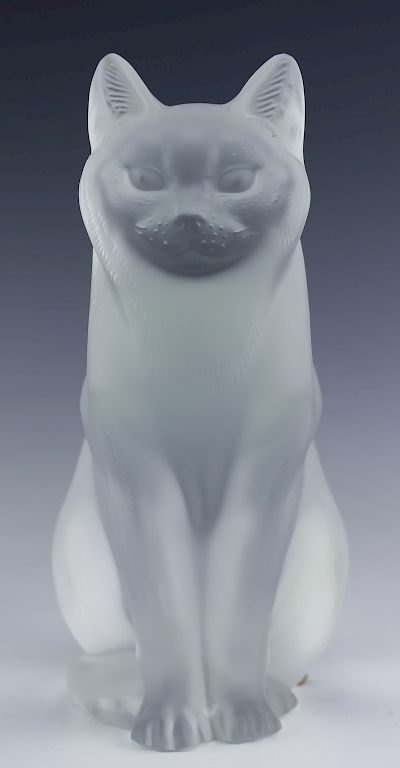 Appraisal: Lalique Chat Assis Sitting Cat Crystal Sculpture Lalique French crystal