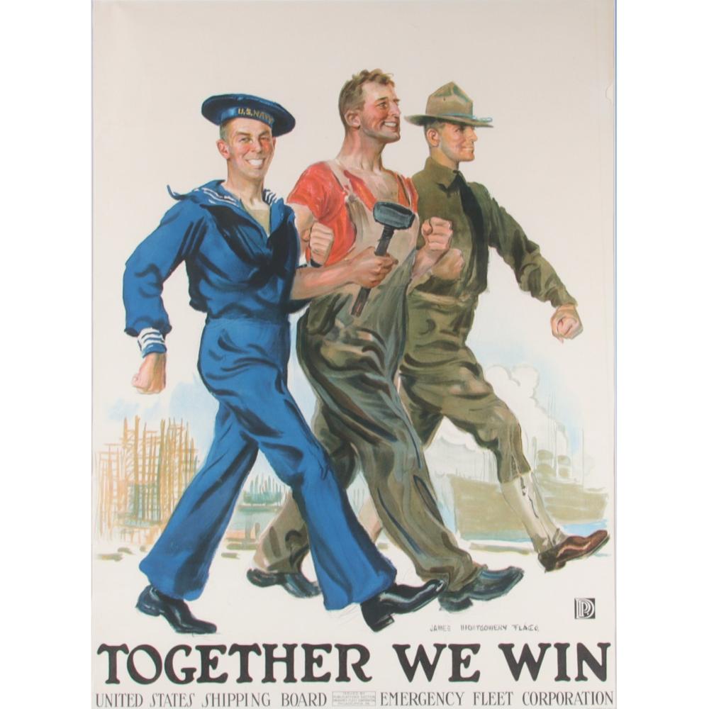 Appraisal: WW POSTER TOGETHER WE WIN JAMES MONTGOMERY FLAGG H X