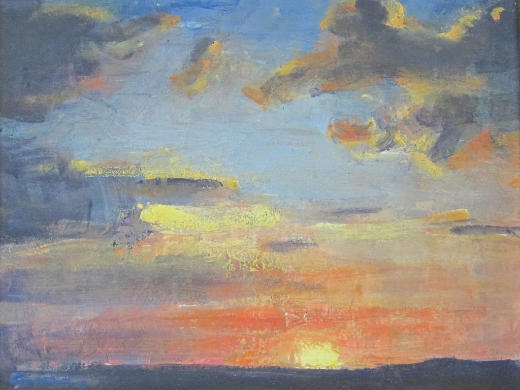 Appraisal: DES GORMAN b Oil on gesso 'Sunrise' signed recto and