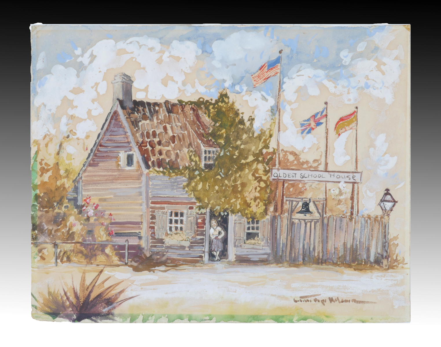 Appraisal: HELDNER Colette Pope American - ''Oldest Schoolhouse Saint Augustine'' Watercolor