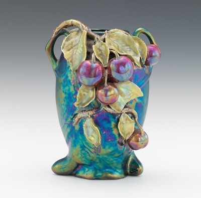 Appraisal: An Amphora Cherry Iridescent Vase Organic freeform vase in iridescent