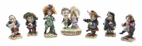 Appraisal: A Collection of Six Whimsical German Porcelain Figures depicting dwarves