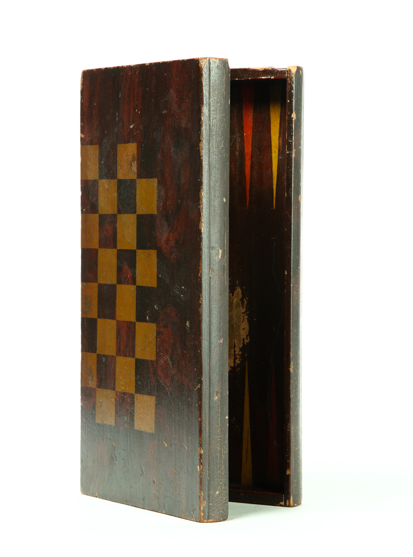 Appraisal: PAINTED GAMEBOARD American early th century softwood Folding gameboard in