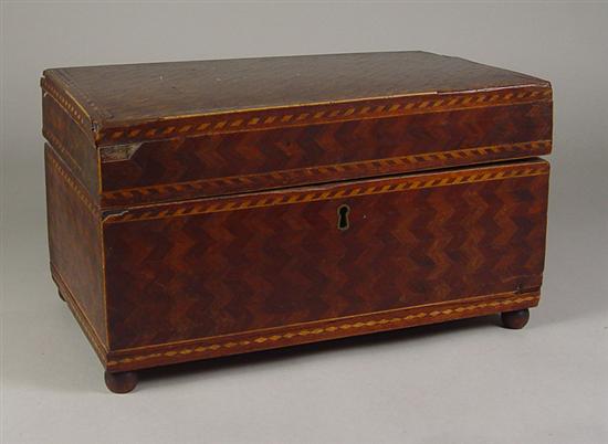 Appraisal: Wythe County Inlaid Box Mid th Century Banded inlay and