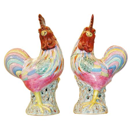 Appraisal: Pair of Chinese Porcelain Figures of Roosters Estimate nbsp nbsp