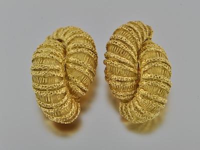 Appraisal: A Pair of French k Gold Earclips k yellow gold