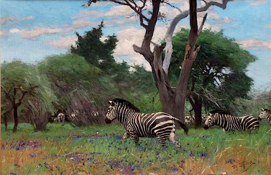 Appraisal: Wilhelm Kuhnert x inches Wilhelm Kuhnert german - Zebra on