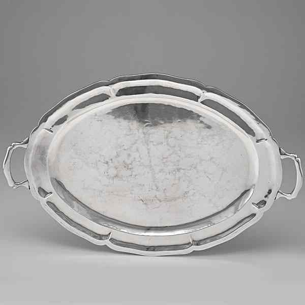 Appraisal: Sterling Silver Tray Mexican a sterling silver tray with two