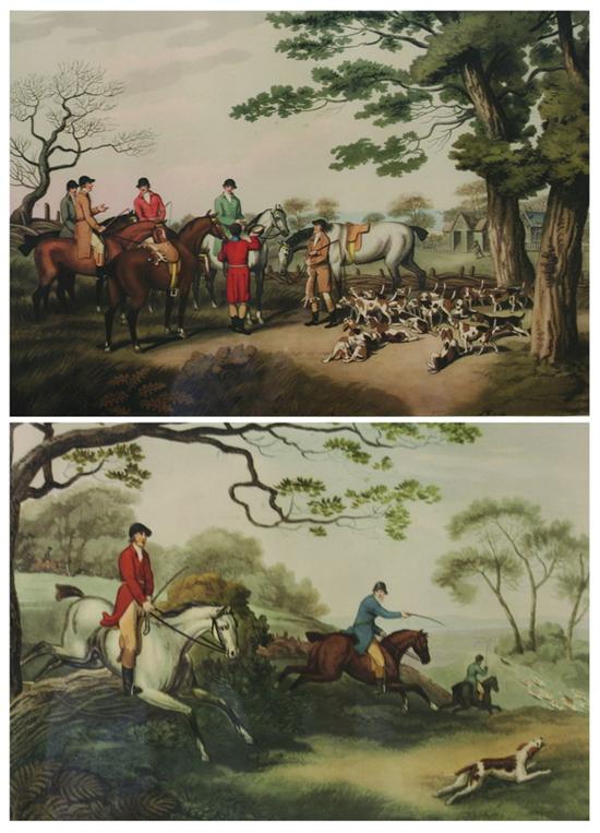 Appraisal: AFTER SAMUEL HOWITT British - Hunt Scenes Five Works Chromolithographs