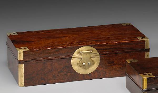 Appraisal: A huanghuali hinged box th Century Of simple rectangular form