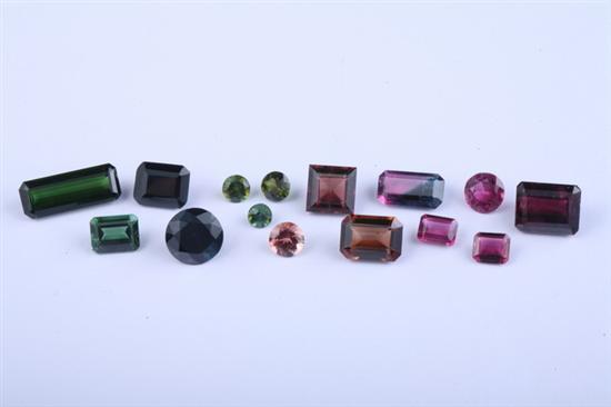 Appraisal: VARIOUS COLOR UNMOUNTED TOURMALINES Including eight bottle green five round