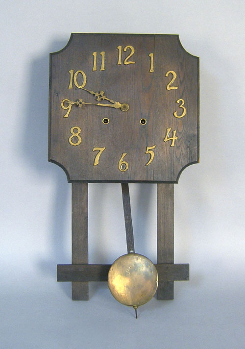 Appraisal: Gilbert oak wall clock early th c h