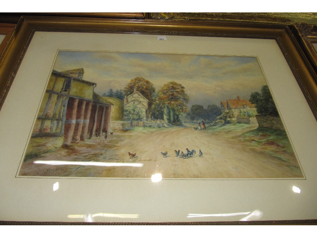 Appraisal: CHRIS MEADOWS Watercolour 'Haselor Village Warwickshire' signed