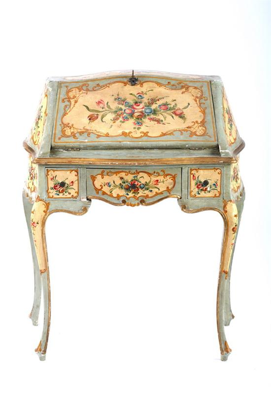 Appraisal: CONTINENTAL ROCOCO STYLE SLANT-FRONT BOMBE PETITE DESK late th century