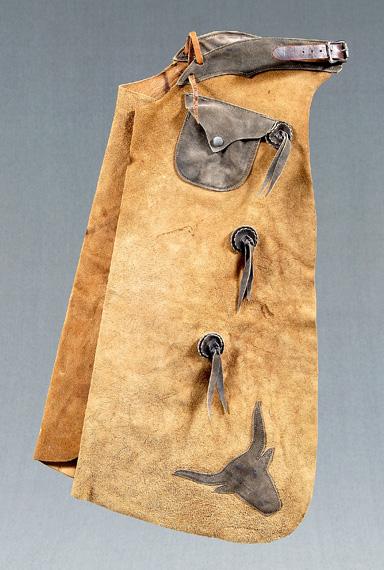 Appraisal: Suede leather chaps batwing style with dark brown belt pockets