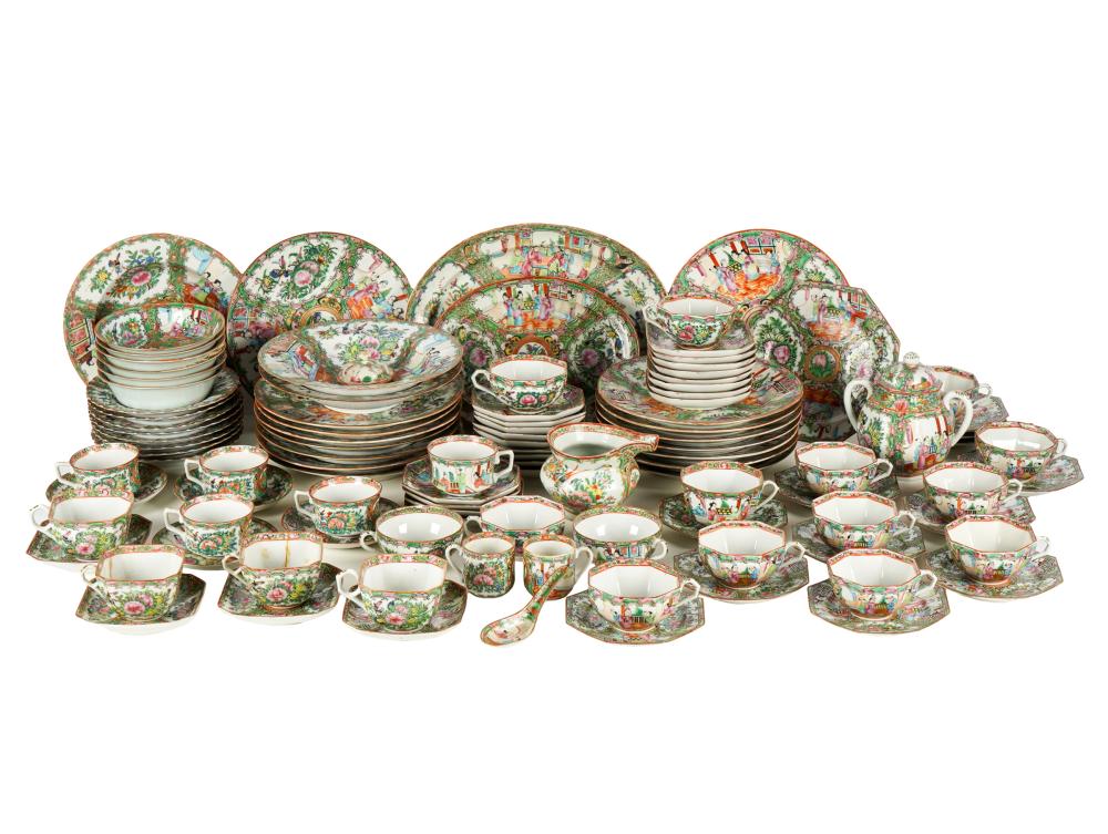 Appraisal: COLLECTION OF CANTON FAMILLE ROSE PORCELAINcomprising plates dia scalloped plates