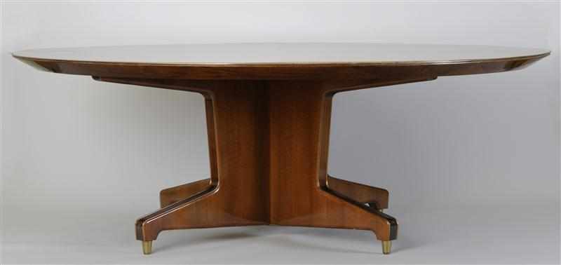 Appraisal: MODERN ITALIAN FRUITWOOD AND WALNUT DINING TABLE CASTELLI The circular