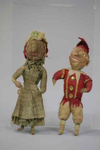 Appraisal: RARE PRESSED COTTON PUNCH AND JUDY ORNAMENTS Two very rarely