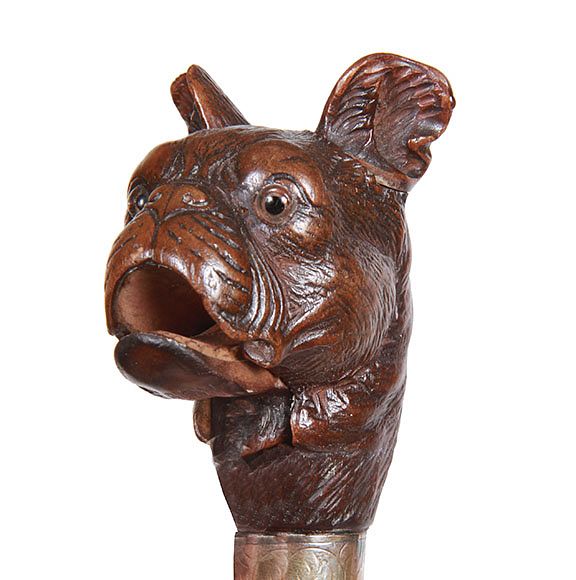 Appraisal: Automaton Bulldog Glove Holder Cane Exclusive on Bidsquare Ca -