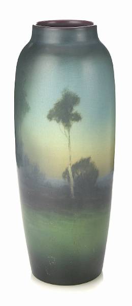 Appraisal: A Rookwood tall matt glazed scenic vase circa decorated by