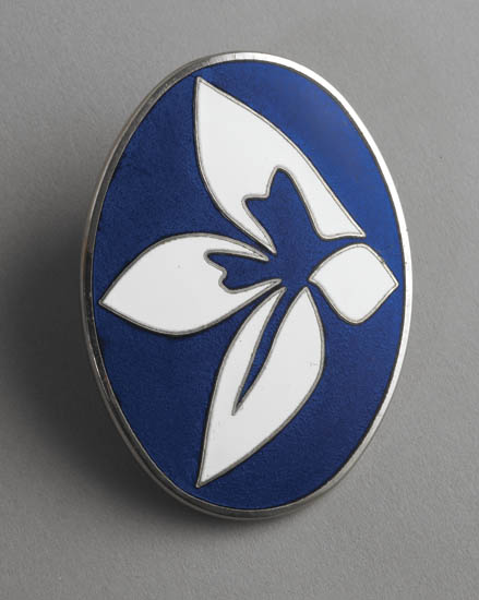 Appraisal: JACK YOUNGERMANN Oval Enamel Brooch Silver metal and blue and