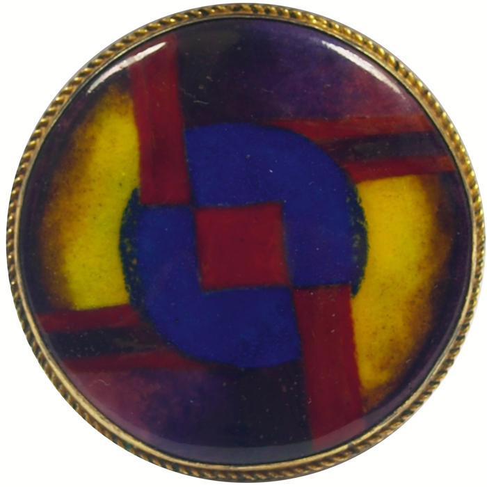 Appraisal: Molli Juin pin USA colorful enamel over brass stamped Molli