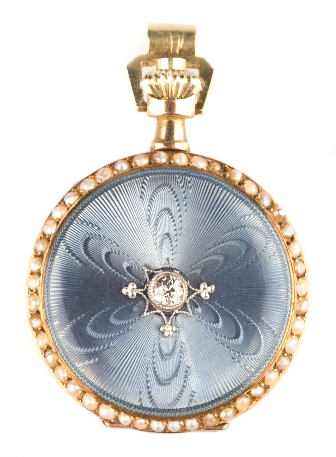 Appraisal: A Lady's Diamond and Enamel Pendant Watch K c miniature