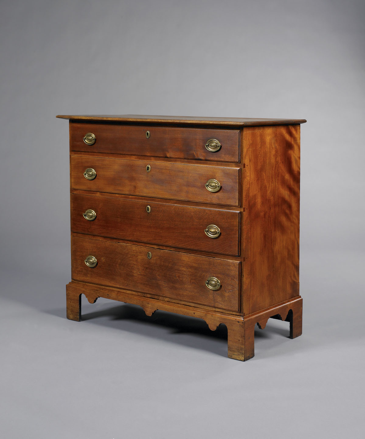 Appraisal: NEW HAMPSHIRE CHIPPENDALE MAPLE CHEST OF DRAWERS The rectangular chamfered