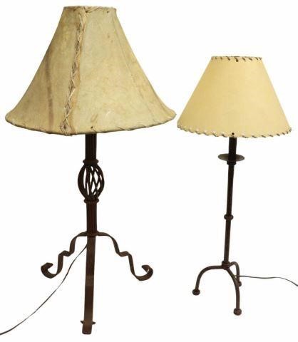 Appraisal: lot of Rustic wrought iron table lamps th c each