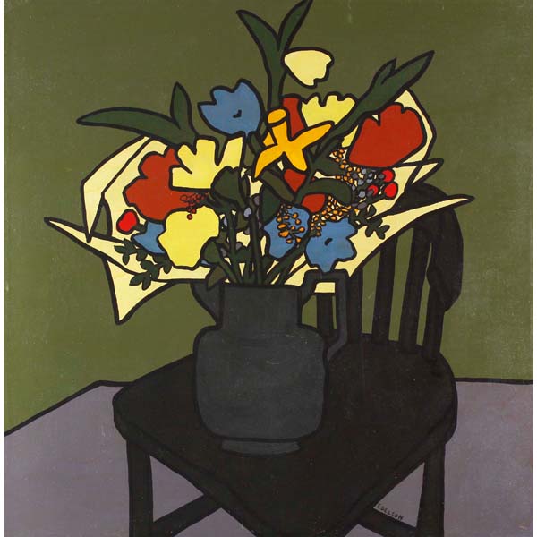 Appraisal: Mary Beth Edelson American b Still Life with Flowersacrylic on